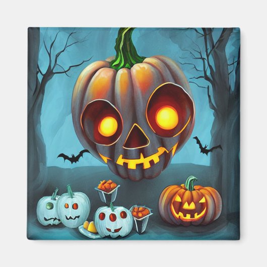 Spooky Halloween Art 2: Cute Pumpkin Monsters Magneet (Voorkant)