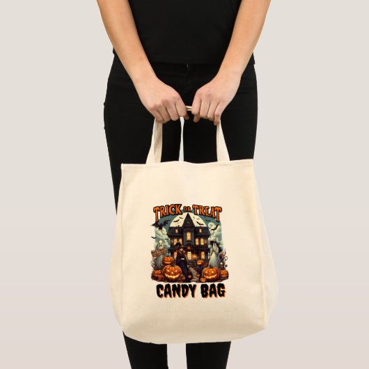 Spooky Halloween avond met trick or treat plezier Tote Bag (Voorkant (product))