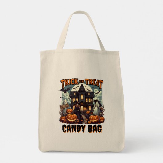 Spooky Halloween avond met trick or treat plezier Tote Bag (Achterkant)
