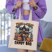Spooky Halloween avond met trick or treat plezier Tote Bag