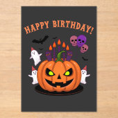 Spooky Halloween B-day Pumpkin Cake & Ghosts Acryl Uitnodigingen (Voorkant)