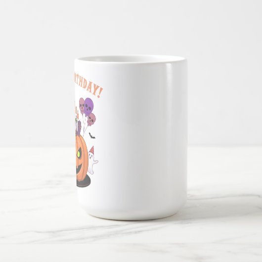 Spooky Halloween B-day Pumpkin Cake & Ghosts Koffiemok (Center)