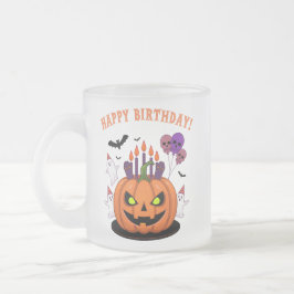 Spooky Halloween B-day Pumpkin Cake & Ghosts Matglas Koffiemok
