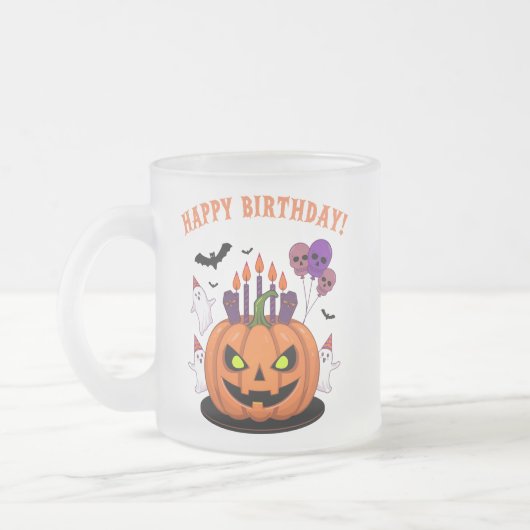 Spooky Halloween B-day Pumpkin Cake & Ghosts Matglas Koffiemok (Links)