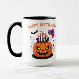 Spooky Halloween B-day Pumpkin Cake & Ghosts Mok
