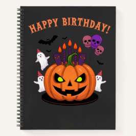 Spooky Halloween B-day Pumpkin Cake & Ghosts Notitieboek