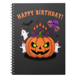 Spooky Halloween B-day Pumpkin Cake & Ghosts Notitieboek