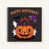 Spooky Halloween B-day Pumpkin Cake & Ghosts Notitieboek (Voorkant)