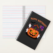 Spooky Halloween B-day Pumpkin Cake & Ghosts Notitieboek (Binnen)