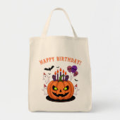 Spooky Halloween B-day Pumpkin Cake & Ghosts Tote Bag (Voorkant)