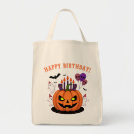 Spooky Halloween B-day Pumpkin Cake & Ghosts Tote Bag
