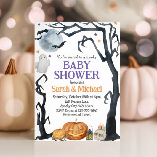 Spooky Halloween Baby shower Invitation Kaart