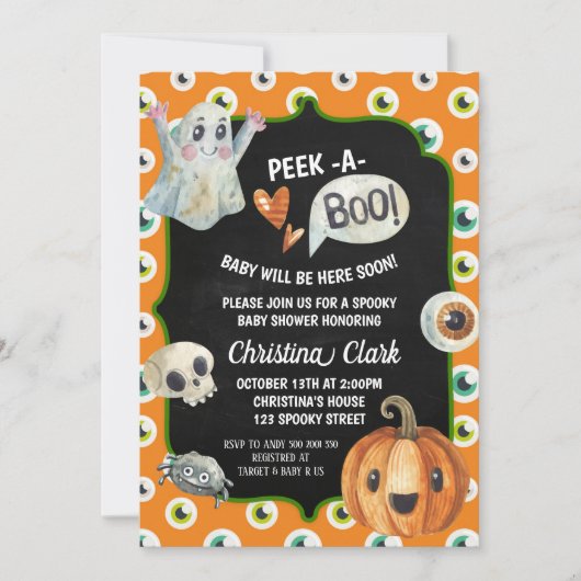 Spooky Halloween Baby shower Peek a Boo Ghost Kaart (Voorkant)