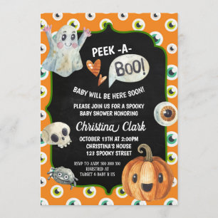 Spooky Halloween Baby shower Peek a Boo Ghost Kaart