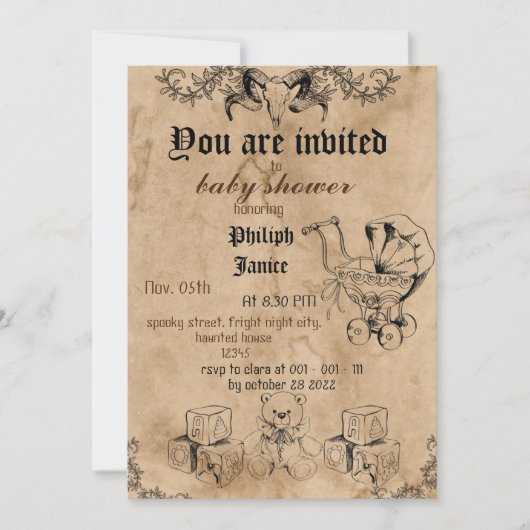  spooky, halloween baby shower-uitnodiging kaart (Voorkant)