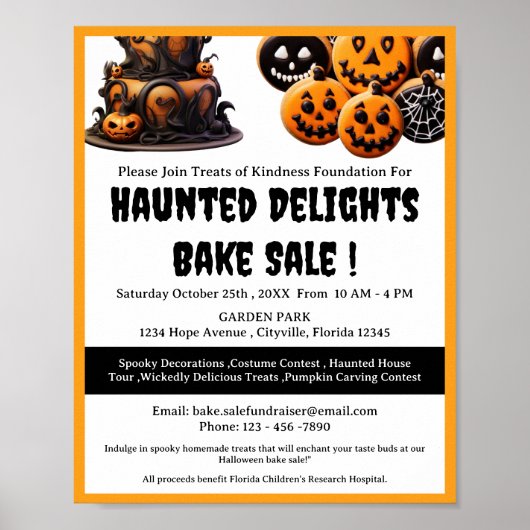 Spooky Halloween Bake Sale Fundraiser Poster (Voorkant)