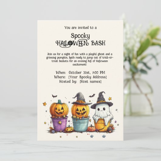 Spooky HALLOWEEN BASH Invitation Kaart (Staand voorkant)