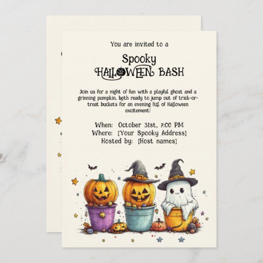Spooky HALLOWEEN BASH Invitation Kaart (Voorkant / Achterkant)