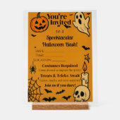 Spooky Halloween Bash Uitnodigen | Geesten en game Acryl Bord (Voorkant)