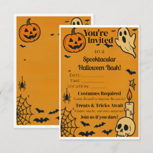 Spooky Halloween Bash Uitnodigen   Geesten en game Bedankkaart