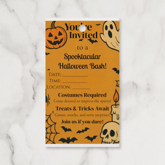 Spooky Halloween Bash Uitnodigen | Geesten en game Cadeaulabels (Achterkant)