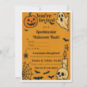Spooky Halloween Bash Uitnodigen | Geesten en game Kaart (Voorkant)