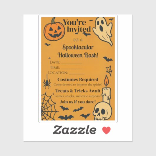 Spooky Halloween Bash Uitnodigen | Geesten en game Sticker (Vel)
