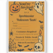Spooky Halloween Bash Uitnodigen | Geesten en game Sticker (Voorkant)