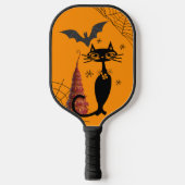 Spooky Halloween Bat Black Cat Ghoul Spider Web Pickleball Paddle (Voorkant)