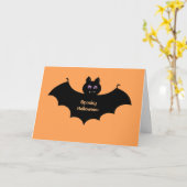 Spooky Halloween Bat Groeten Kaart (Gele Bloem)
