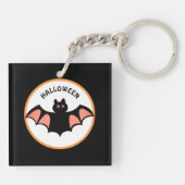 Spooky Halloween Bat op zwart en wit Sleutelhanger (Achterkant)