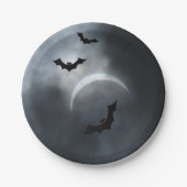Spooky Halloween Bats in Eclipse Papieren Bordje (Voorkant)