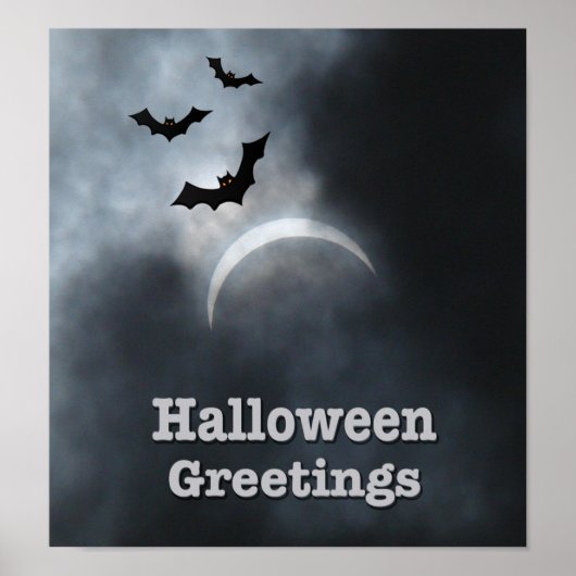 Spooky Halloween Bats in Eclipse Poster (Voorkant)