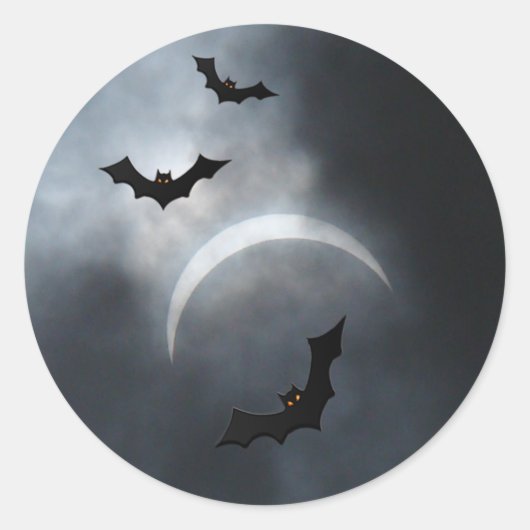 Spooky Halloween Bats in Eclipse Ronde Sticker (Voorkant)