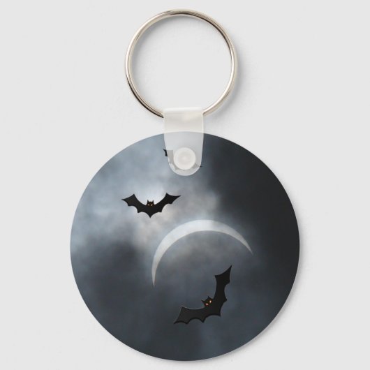 Spooky Halloween Bats in Eclipse Sleutelhanger (Voorkant)