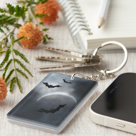 Spooky Halloween Bats in Eclipse Sleutelhanger (Voorkant Rechts)