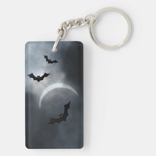 Spooky Halloween Bats in Eclipse Sleutelhanger (achterkant)