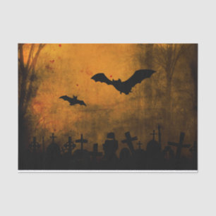 Spooky Halloween Bats in Graveyard Tissuepapier