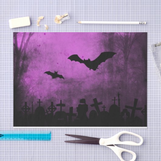 Spooky Halloween Bats in Graveyard Tissuepapier (Craft)