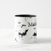 Spooky Halloween Bats, Jouw naam Black/White Mok (Midden)