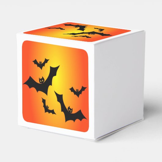 Spooky Halloween Bats Oranje lucht Bedankdoosjes (Achterkant)