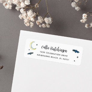 Spooky Halloween Bats Return Address Etiket