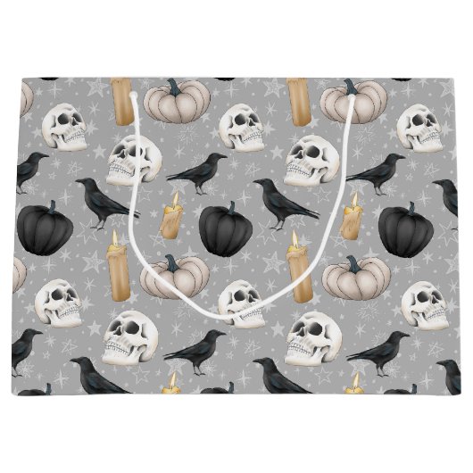 Spooky Halloween betegeld partijpatroon Groot Cadeauzakje (Voorkant)