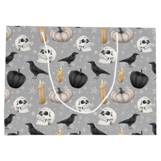 Spooky Halloween betegeld partijpatroon Groot Cadeauzakje (Achterkant)
