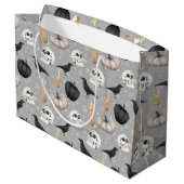 Spooky Halloween betegeld partijpatroon Groot Cadeauzakje (Achterkant Gekanteld)