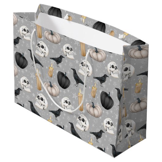 Spooky Halloween betegeld partijpatroon Groot Cadeauzakje (Achterkant Gekanteld)
