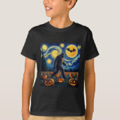 Spooky Halloween Bigfoot Sterrennacht Van Gogh T-shirt (Voorkant)
