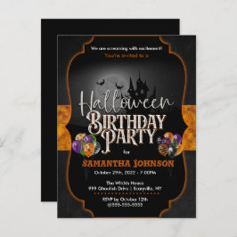 Spooky Halloween Birthday Invitation Briefkaart