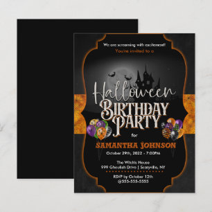 Spooky Halloween Birthday Invitation Briefkaart