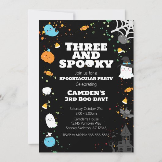 Spooky Halloween Birthday Invitation Kaart (Voorkant)